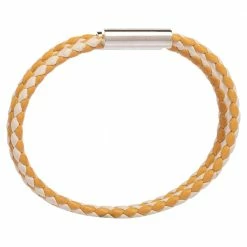 Hermes Hermès Tournis Tresse Bicolor Woven Leather Palladium Plated Bracelet For Men -Deals Hermes Store luxury men hermes used accessories p488483 008