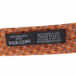 Hermes Hermès Orange 7 H Equilibre Silk Tie For Men -Deals Hermes Store luxury men hermes used accessories p503823 003