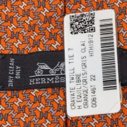 Hermes Hermès Orange 7 H Equilibre Silk Tie For Men -Deals Hermes Store luxury men hermes used accessories p503823 005