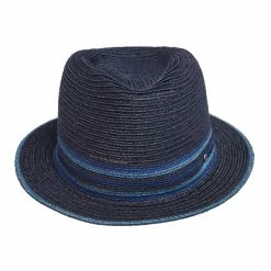 Hermes Navy Blue Striped Detail Hemp Claudio Hat (58) For Men -Deals Hermes Store luxury men hermes used accessories p504187 004