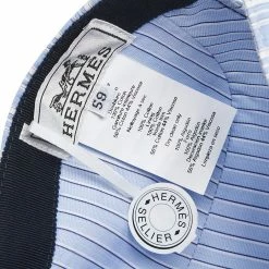 Hermes Blue Striped Cotton Baseball Cap (59) For Men -Deals Hermes Store luxury men hermes used accessories p504197 001