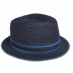 Hermes Navy Blue Striped Detail Hemp Claudio Hat (59) For Men