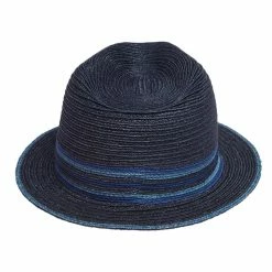 Hermes Navy Blue Striped Detail Hemp Claudio Hat (59) For Men -Deals Hermes Store luxury men hermes used accessories p504211 003