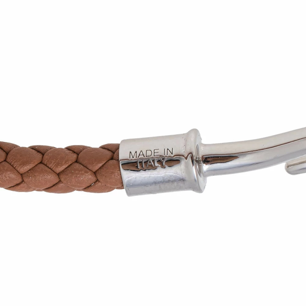 Hermes Brown Braided Leather Palladium Plated Metal Jumbo H Bracelet For Men 9 Hermes Brown Braided Leather Palladium Plated Metal Jumbo H Bracelet For Men - Image 7