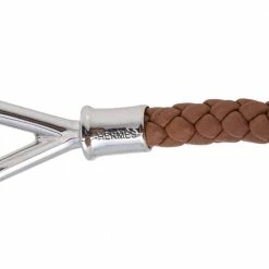 Hermes Brown Braided Leather Palladium Plated Metal Jumbo H Bracelet For Men 15 Hermes Brown Braided Leather Palladium Plated Metal Jumbo H Bracelet For Men -Deals Hermes Store luxury men hermes used accessories p506251 008