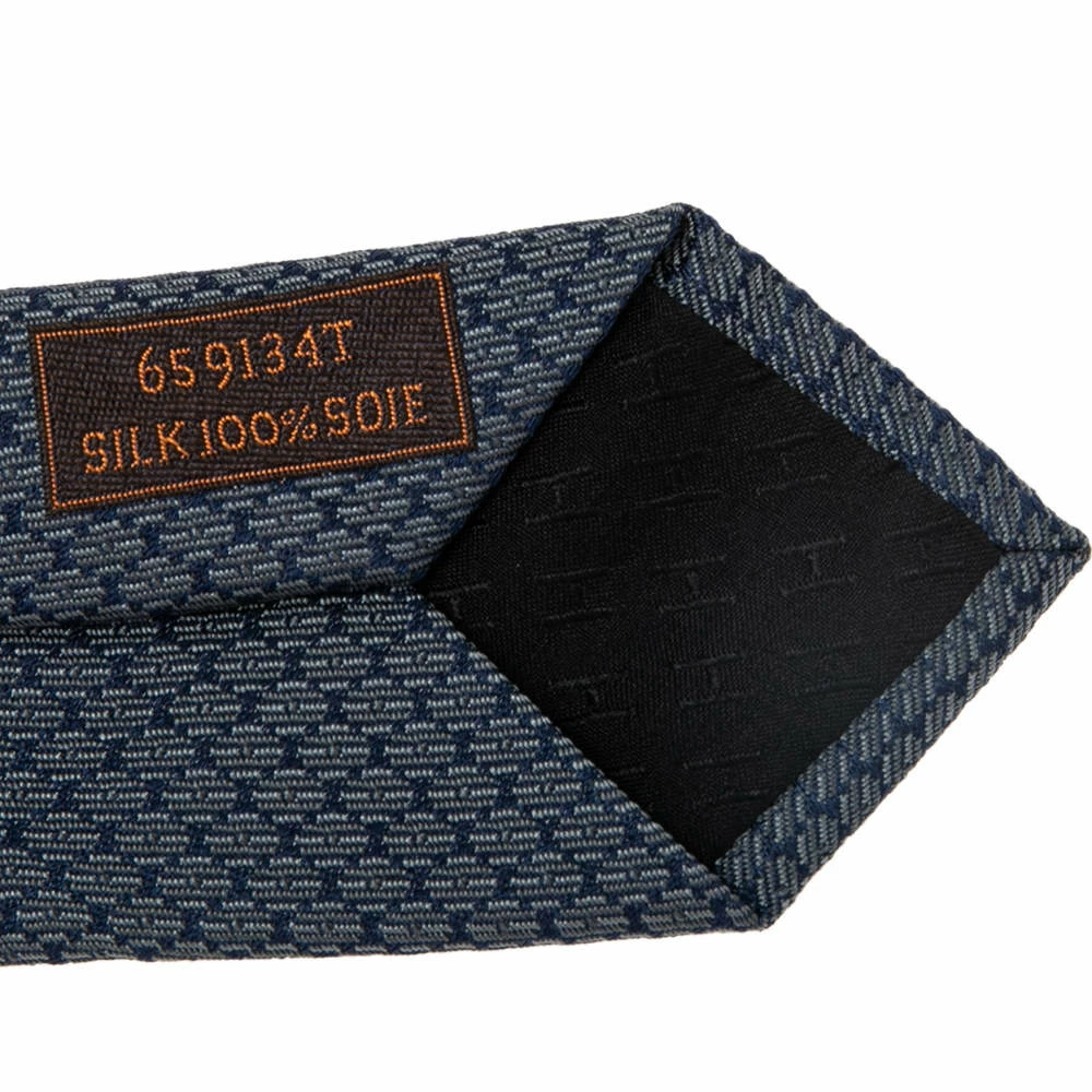 Hermes Blue Diamond Patterned Silk Jacquard Tie For Men 6 Hermes Blue Diamond Patterned Silk Jacquard Tie For Men - Image 4