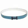 Hermes Blue Jean/Craie Epsom And Swift Leather Focus Reversible Buckle Belt 100CM For Men -Deals Hermes Store luxury men hermes used accessories p509260 003
