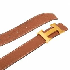 Hermes Gold/Noir Togo And Box Leather H Reversible Buckle Belt 100CM For Men -Deals Hermes Store luxury men hermes used accessories p509266 003