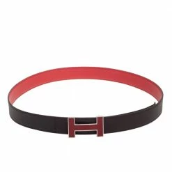 Hermes Moka/Rogue Casaque Evercolor And Chamonix H Reversible Buckle Belt 100CM For Men