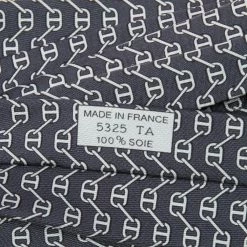 Hermes Hermès Grey Chaine D'Ancre Print Silk Tie For Men -Deals Hermes Store luxury men hermes used accessories p510196 003