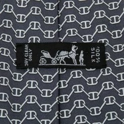 Hermes Hermès Grey Chaine D'Ancre Print Silk Tie For Men -Deals Hermes Store luxury men hermes used accessories p510196 004