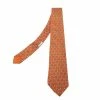Hermes Hermès Orange Interlocking Link Print Silk Tie For Men -Deals Hermes Store luxury men hermes used accessories p510236 001