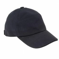Hermes Navy Blue Embroidered H Cotton Cap (57) For Men