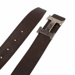 Hermes Brown/Black Leather Gris Moyen Reversible Belt 95CM For Men -Deals Hermes Store luxury men hermes used accessories p512267 005