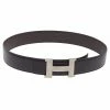 Hermes Noir/Etain Epsom And Noir/Ebene Box Constance Buckle Belt 100CM & 95 CM For Men -Deals Hermes Store luxury men hermes used accessories p518506 002