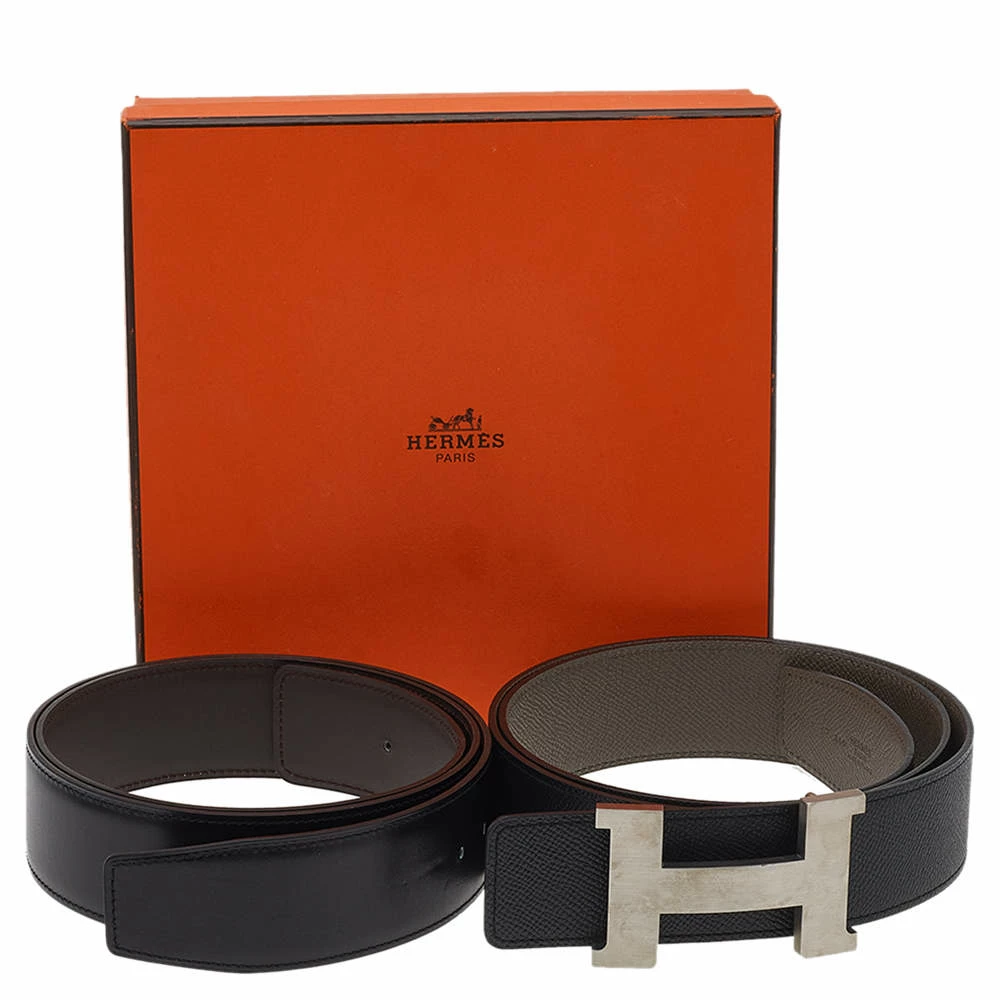Hermes Noir/Etain Epsom And Noir/Ebene Box Constance Buckle Belt 100CM & 95 CM For Men 10 Hermes Noir/Etain Epsom And Noir/Ebene Box Constance Buckle Belt 100CM & 95 CM For Men - Image 8