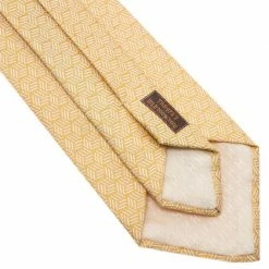 Hermes Yellow Silk Printed Tie For Men -Deals Hermes Store luxury men hermes used accessories p52999 005
