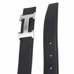 Hermes Black/Chocolate Swift And Epsom Leather Reversible H Buckle Belt 100CM For Men -Deals Hermes Store luxury men hermes used accessories p556885 004