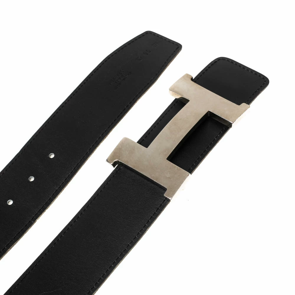 Hermes Black/White Epsom And Box Leather Palladium Hardware Constance Reversible Belt 90CM For Men 6 Hermes Black/White Epsom And Box Leather Palladium Hardware Constance Reversible Belt 90CM For Men - Image 4