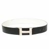 Hermes Black/White Epsom And Box Leather Palladium Hardware Constance Reversible Belt 90CM For Men