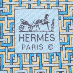Hermes Blue & Yellow Geometric Patterned Silk Traditional Tie For Men -Deals Hermes Store luxury men hermes used accessories p577649 005