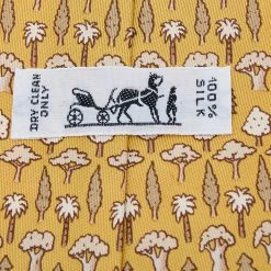 Hermes Yellow Tree Patterned Silk Traditional Tie For Men -Deals Hermes Store luxury men hermes used accessories p577651 004