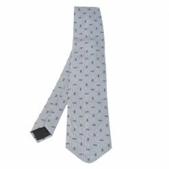 Hermes Grey Pinstripe Patterned Silk Jacquard Tie For Men