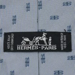 Hermes Grey Pinstripe Patterned Silk Jacquard Tie For Men -Deals Hermes Store luxury men hermes used accessories p577655 003