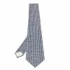 Hermes White & Navy Blue Chain Link Printed Silk Tie For Men -Deals Hermes Store luxury men hermes used accessories p577656 001