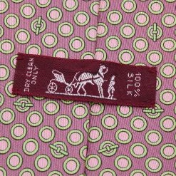 Hermes Pink Geometric Circles Patterned Silk Tie For Men -Deals Hermes Store luxury men hermes used accessories p577664 003