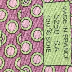 Hermes Pink Geometric Circles Patterned Silk Tie For Men -Deals Hermes Store luxury men hermes used accessories p577664 004