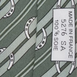 Hermes Green Diagonal Striped Horsebit Printed Silk Tie For Men -Deals Hermes Store luxury men hermes used accessories p577666 004