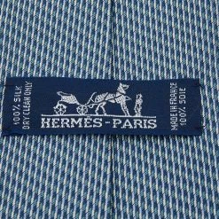 Hermes Blue Striped Silk Jacquard Tie For Men 8 Hermes Blue Striped Silk Jacquard Tie For Men -Deals Hermes Store luxury men hermes used accessories p577667 003