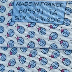 Hermes Hermès Pale Blue Ladybug Print Silk Tie For Men -Deals Hermes Store luxury men hermes used accessories p582513 002