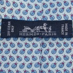 Hermes Hermès Pale Blue Ladybug Print Silk Tie For Men -Deals Hermes Store luxury men hermes used accessories p582513 003