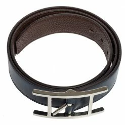 Hermes Chocolat/Bleu De Presse Box And Togo Leather Quentin H Reversible Belt 85CM For Men -Deals Hermes Store luxury men hermes used accessories p582839 005