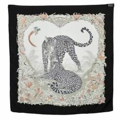 Hermes Hermès Black & Cream Jungle Love Silk Gavroche Scarf For Men -Deals Hermes Store luxury men hermes used accessories p586316 1643963692 007