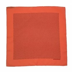 Hermes Orange Chaine D'Ancre Silk Pocket Square For Men