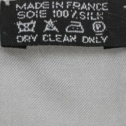 Hermes Hermès Grey Faconnee Grand H Silk Pocket Square For Men -Deals Hermes Store luxury men hermes used accessories p591968 005