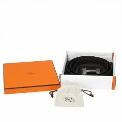 Hermes Black/Moka Box And Swift Leather Constance Reversible Belt 100CM For Men 15 Hermes Black/Moka Box And Swift Leather Constance Reversible Belt 100CM For Men -Deals Hermes Store luxury men hermes used accessories p592417 001