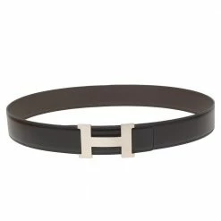 Hermes Black/Moka Box And Swift Leather Constance Reversible Belt 100CM For Men