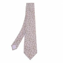 Hermes Lilac Interlocking Rings Printed Silk Jacquard Tie For Men