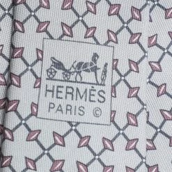 Hermes Grey Diamond Patterned Silk Jacquard Tie For Men -Deals Hermes Store luxury men hermes used accessories p593962 003