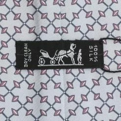 Hermes Grey Diamond Patterned Silk Jacquard Tie For Men -Deals Hermes Store luxury men hermes used accessories p593962 004