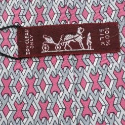 Hermes Pink H Patterned Silk Tie For Men -Deals Hermes Store luxury men hermes used accessories p593969 003