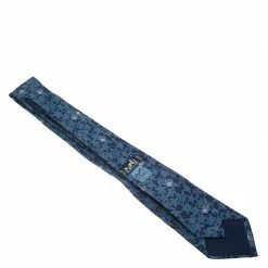 Hermes Blue Butterfly And Flower Print Silk Tie For Men -Deals Hermes Store luxury men hermes used accessories p59483 004