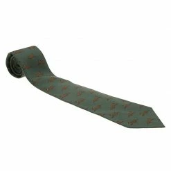 Hermes Green Greyhound Printed Silk Tie For Men