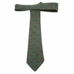 Hermes Green Greyhound Printed Silk Tie For Men -Deals Hermes Store luxury men hermes used accessories p59486 003