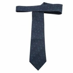 Hermes Dark Blue Floral Woven Silk Tie For Men -Deals Hermes Store luxury men hermes used accessories p59496 003