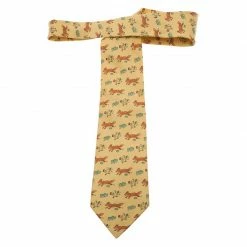 Hermes Yellow Fox And Chicken Print Silk Tie For Men 8 Hermes Yellow Fox And Chicken Print Silk Tie For Men -Deals Hermes Store luxury men hermes used accessories p59550 003